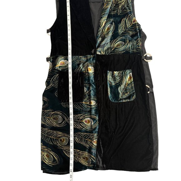 Ania A Vest Peacock Sleeveless Duster Boho Artys  Y2K Vintage 90s Kimono Size L - Picture 6 of 7